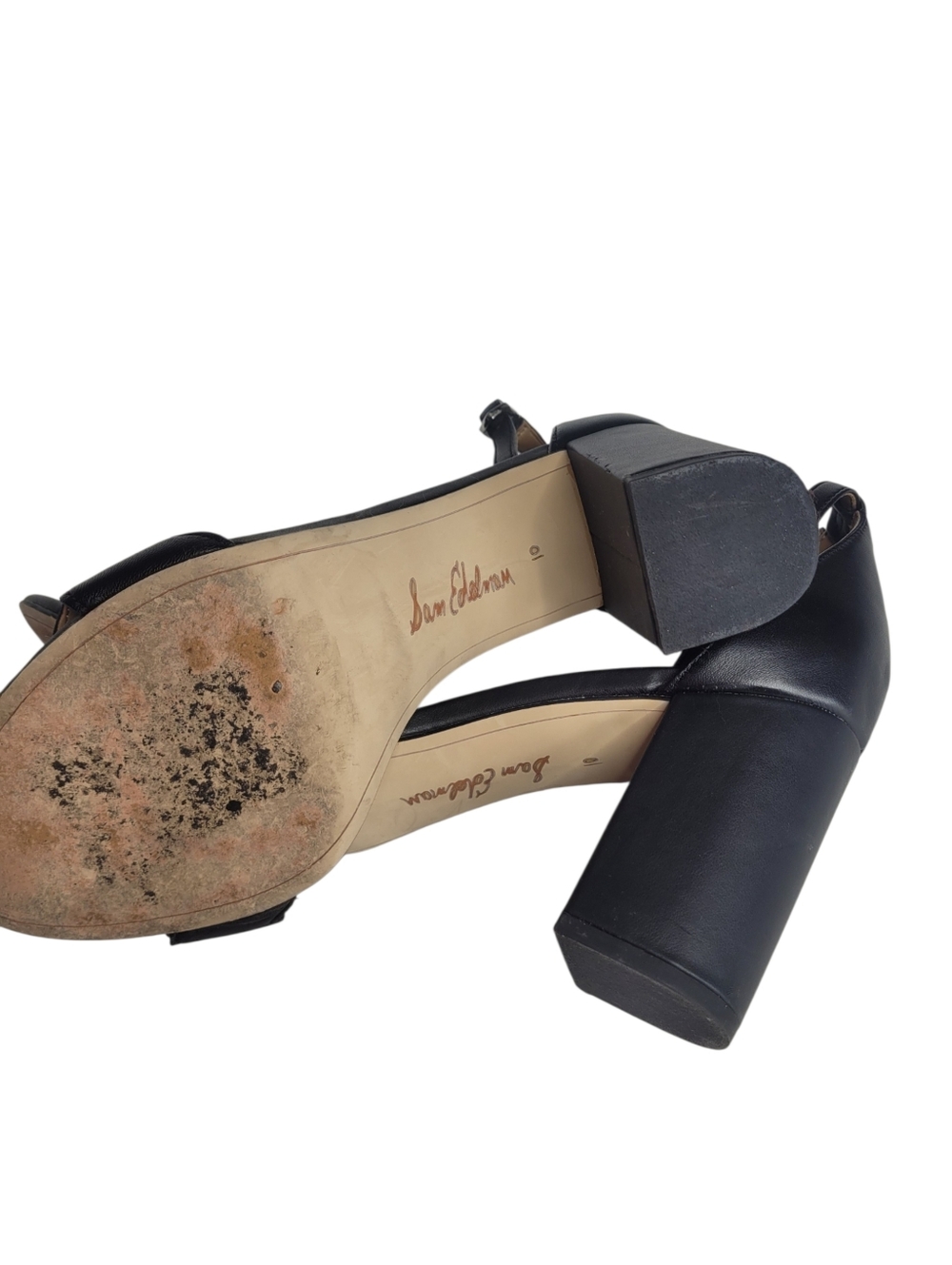 Sam Edelman Black Scalloped Odila Ankle-Strap Block Heels Size 10 - Picture 5 of 9